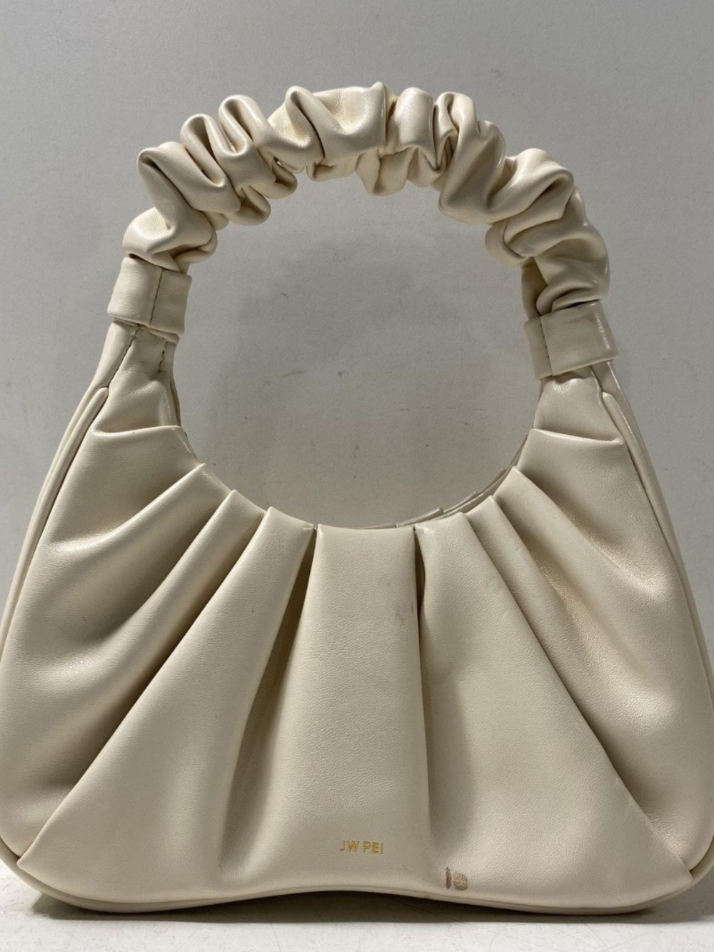 JW PEI Cream Ruched-Top Shoulder Bag